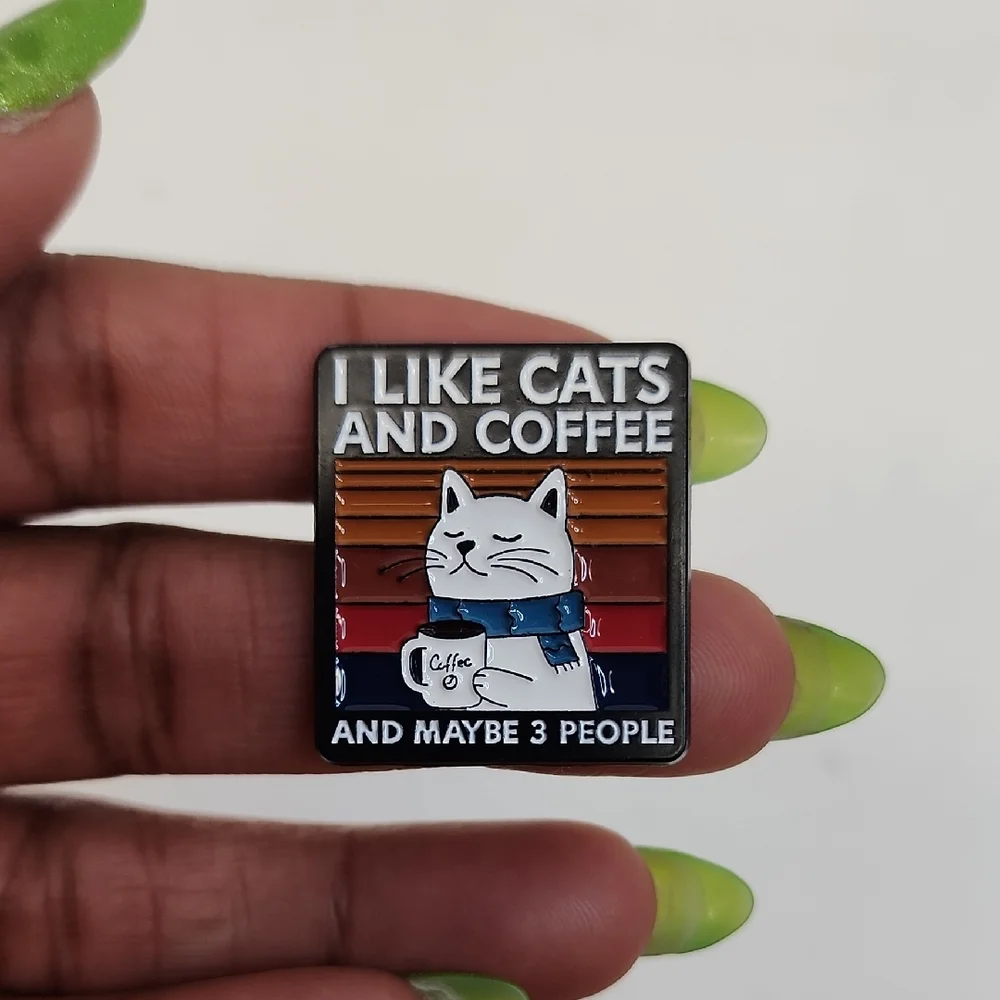 Cat Hair Is My Glitter Enamel Pin Set Cute Cat Coffee Pins White Purple